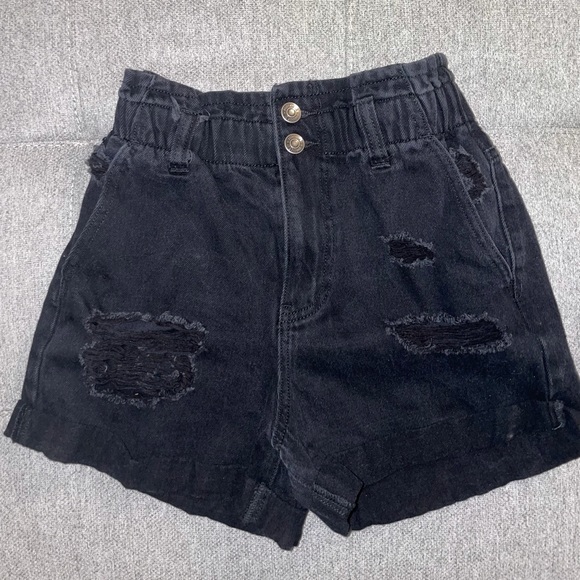 Black Denim Shorts - Picture 1 of 3